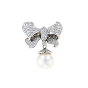 Silver Style Ribbon Bow Cultured Earrings