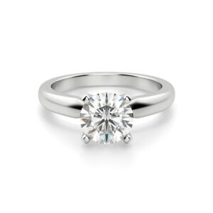 Round White Sapphire Engagement Ring