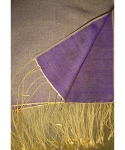 Two Tone Reversible Pashmina Wrap in Purple and Gold