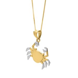 Crab Necklace in 10K Two Tone Yellow Gold