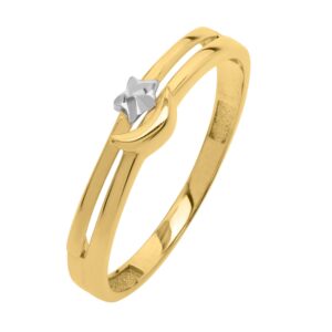 Star and Moon Ring in 10K Two Tone Gold