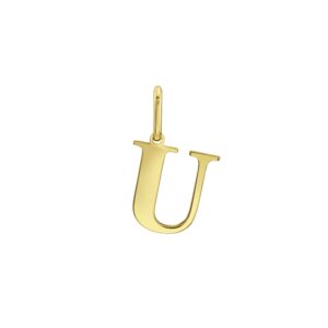 14K Yellow Gold Initial U Charm Pendant