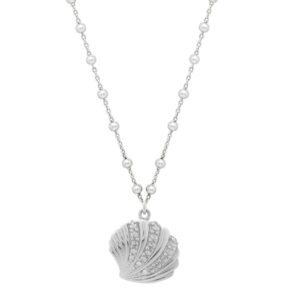 Sterling Silver Rhodium Plated Sea Shell Necklace