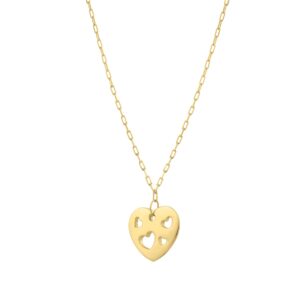 Cutout Heart Necklace in 14K Yellow Gold