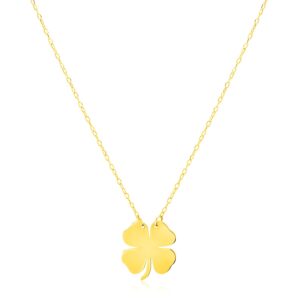 14K Yellow Gold Four Leaf Clover Necklace