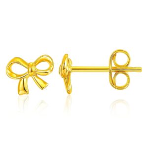14k Yellow Gold Bow Style Post Earrings